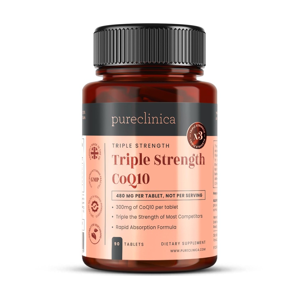 Pureclinica発酵CoQ10 300mg x 90のタブレット。 非GMO、USPの等級。吸収のためのビタミンCおよび黒いペッパーのエキスを加えた。