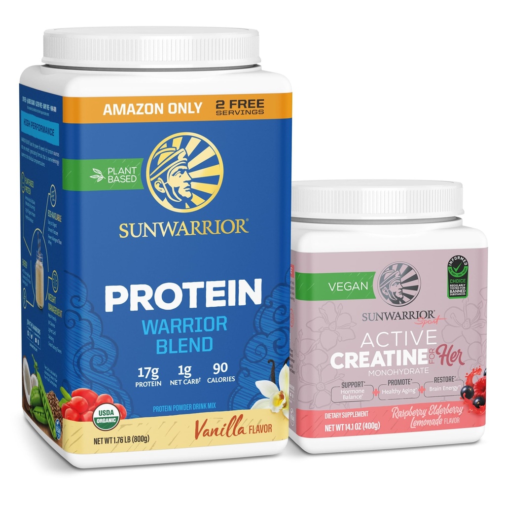 Sunwarrior WarriorBlendバニラプロテインパウダー32 サービング & 女性ベリーLemonade 50 サービング
