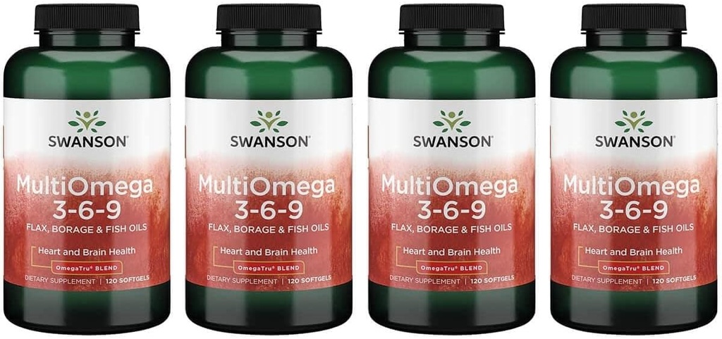 Swanson Multiomega 3-6-9 (Flax Borage Fish) 2400 ミリグラム 120 Sgels (4 パック)
