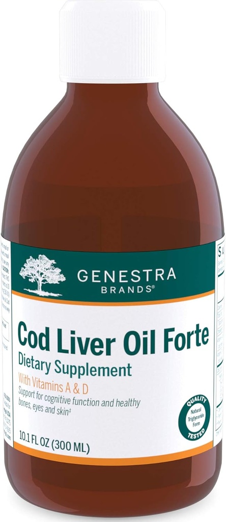 GenestraブランドCodの肝油のフォルテ ビタミン+エッセンシャル脂肪酸の補足  10.1のfl。 oz。