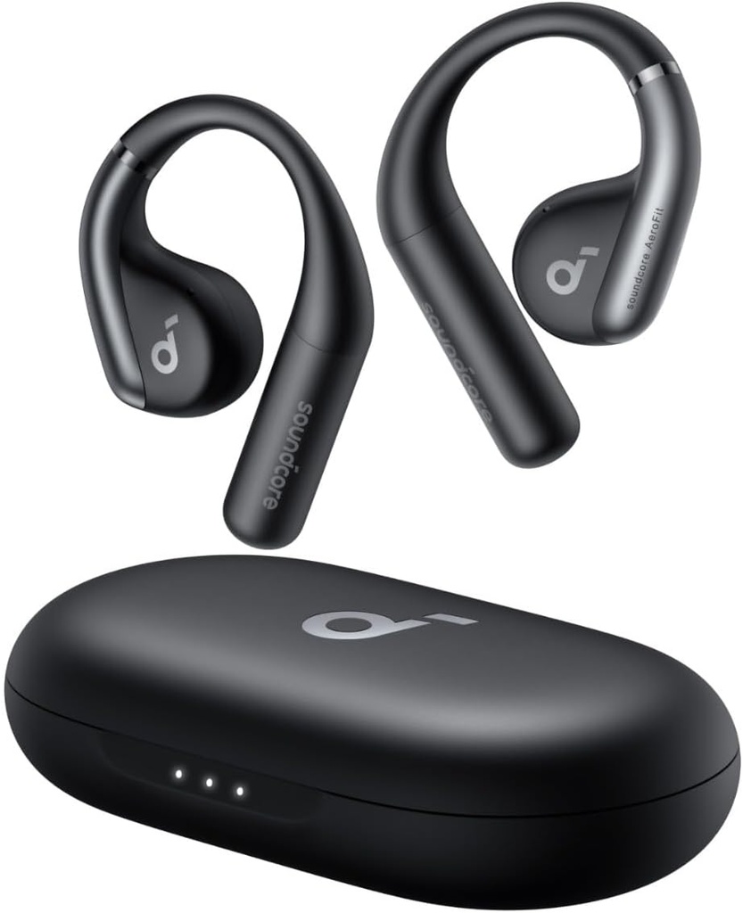 Anker、AeroFit Open-Earヘッドフォン、Ultra Comfort、Snug Fit、Ergonomic Ear Hook、バランスの取れたサウンド、IPX7防水、42Hプレイタイム、Small-Earフレンドリー、アプリコントロール、クリアコール、ワイヤレスイヤホン