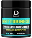 4-in-1 Nattokinase 2000 Fu、Turmeric、Bromelain、Serrapeptase - Spike Protein Detox - ボディバランス、循環の健康及び免疫システム - 120カプセル4か月の供給
