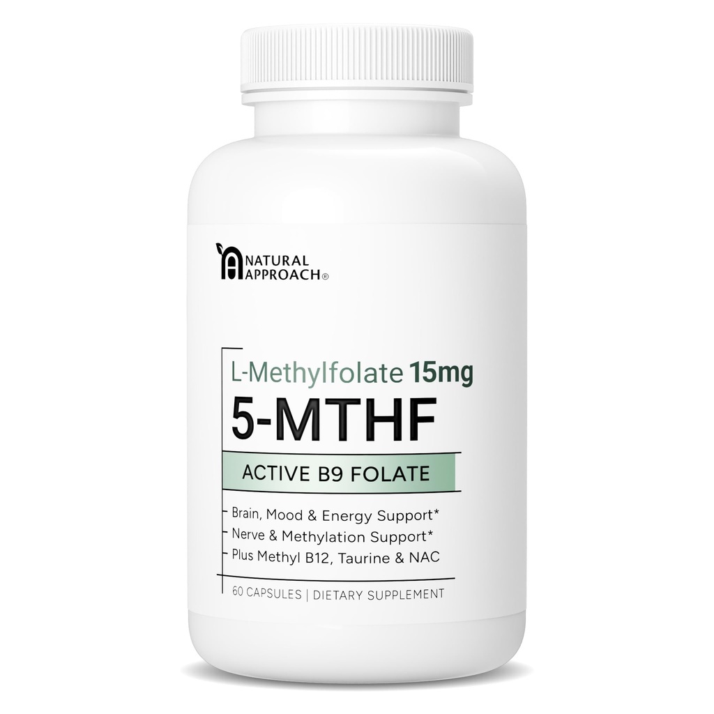 L-Methylfolate 15mg + メチルB12、D3、タウリン&NAC | MTHFR-Friendly Folate(高効力) | ビタミンB9&B12の生理活性形態 | 気分、メチル化、認知症のサプリメント | 60カプセル