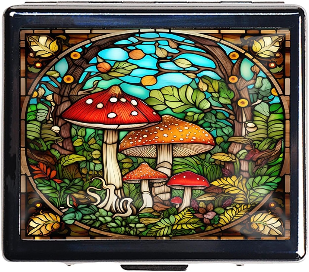 旅行ピルオルガナイザー 7 日 メタルピル ボックス ミラーと 8 複合材 キュート トラベル ピル オルガナイザー for 財布 (マッシュルーム ガーデン)