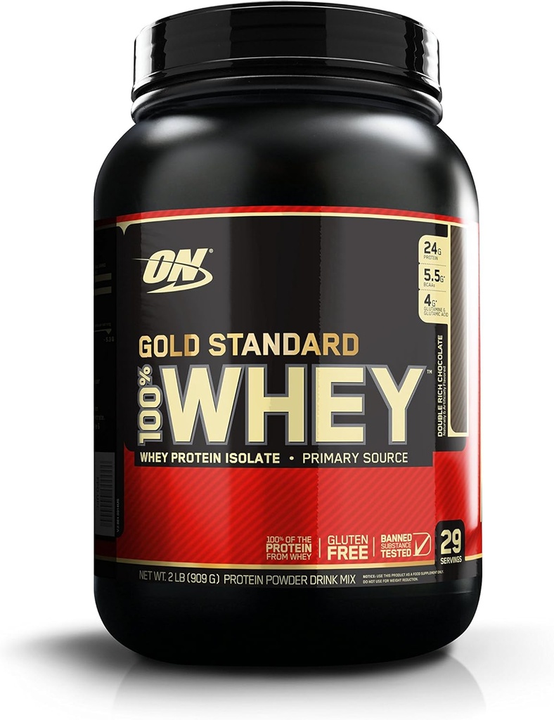 Optimum Nutrition Gold Standard 100% Whey Protein Powder, Double Rich Chocolate, 2 Pound