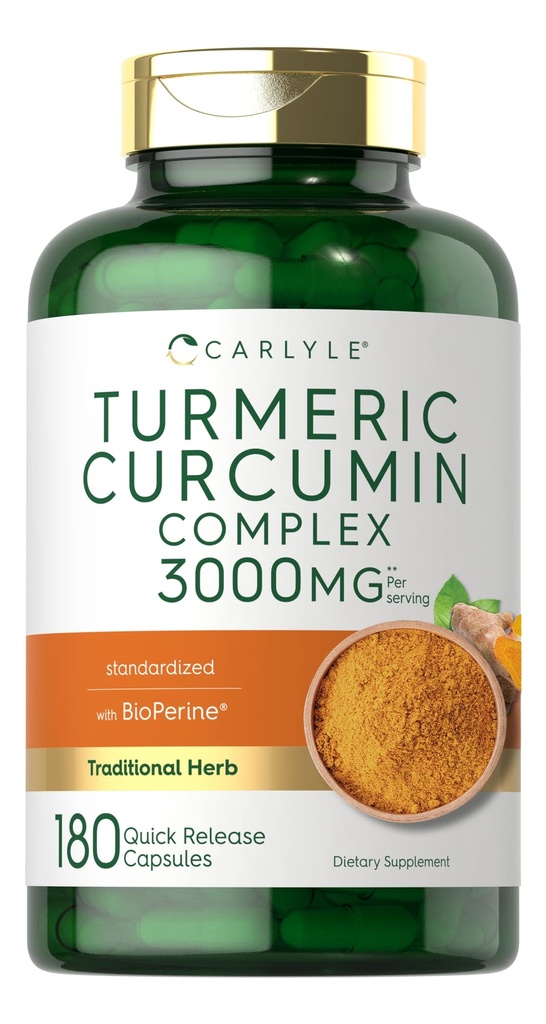 カルリール ターメリック クルクミン サプリメント | 3000mg 180 カプセル | 黒胡椒・クルクミノイド・バイオペリンで | 非GMO・グルテンフリー