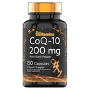 tnvitamins CoQ-10 200mg - 150 カプセル ブラックペッパーエキスで | 5 ヶ月の供給! | 強力な自由な放射状戦う酸化防止剤 | 最大吸収急速な解放のカプセル | Coenzyme Q-10 200 mg
