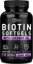 毛10000mcg (180のSoftgels)の補足のためのココナッツ油が付いているZealのNaturalsのBiotin -人の毛の成長のための女性のカプセルのためのBiotinの丸薬6のmの供給