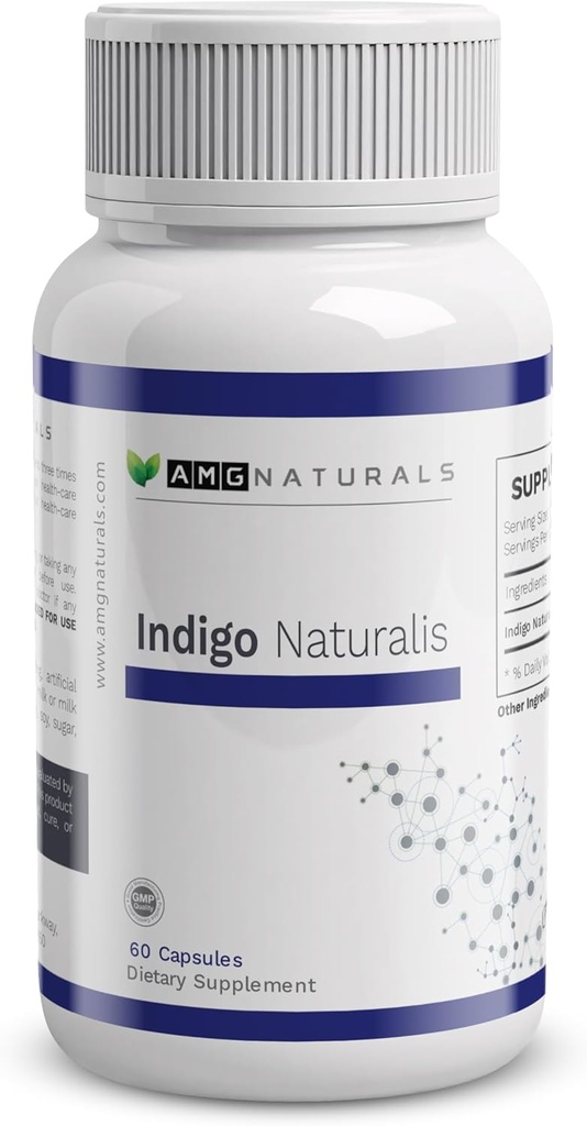 Indigo Naturalis - 60カプセルのピュアインディゴNaturarisとバインダーなし、フィラーなし、沈殿物なし、防腐剤なし - 全ハーブ