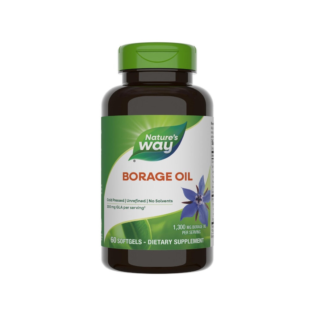 Nature's Way Borage Oil, Cold Pressed & Unrefined, GLA Supplement, 300 mg GLA と 440 mg Linoleic 酸/サービング, 60 Softgels (パッケージ 5 月 Vary)