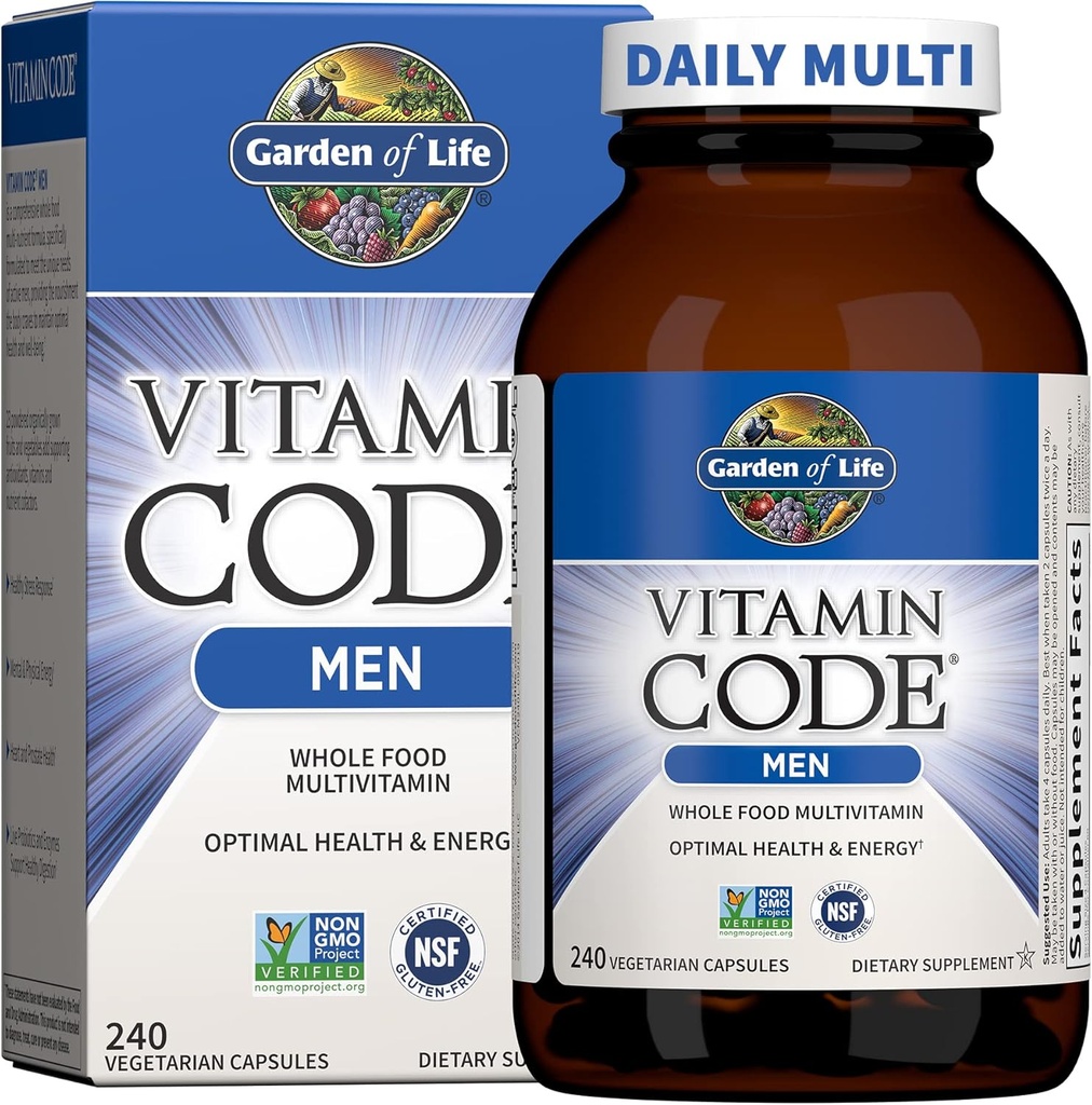 人の生命ビタミン コードの庭 人のための全食糧Multivitamin - 240のカプセル、人のためのビタミン、フルーツの野菜のブレンドおよびエネルギー、中心、前立腺の健康、ベジタリアン人のMultivitaminsのためのProbiotics