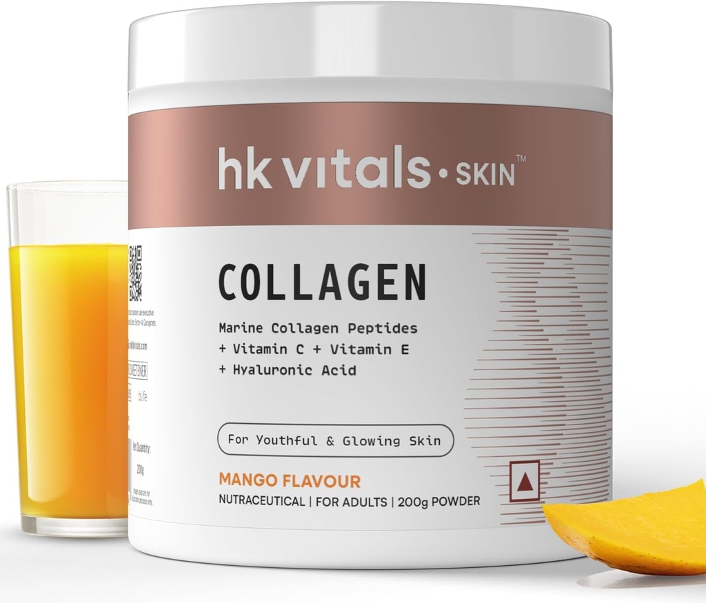 Vitalsの皮の放射照度のコラーゲンの粉、海洋のコラーゲン(マンゴー、200 g)、Biotin、ビタミンC、E、健康な皮、毛及び釘が付いている女性及び人のためのコラーゲンの補足
