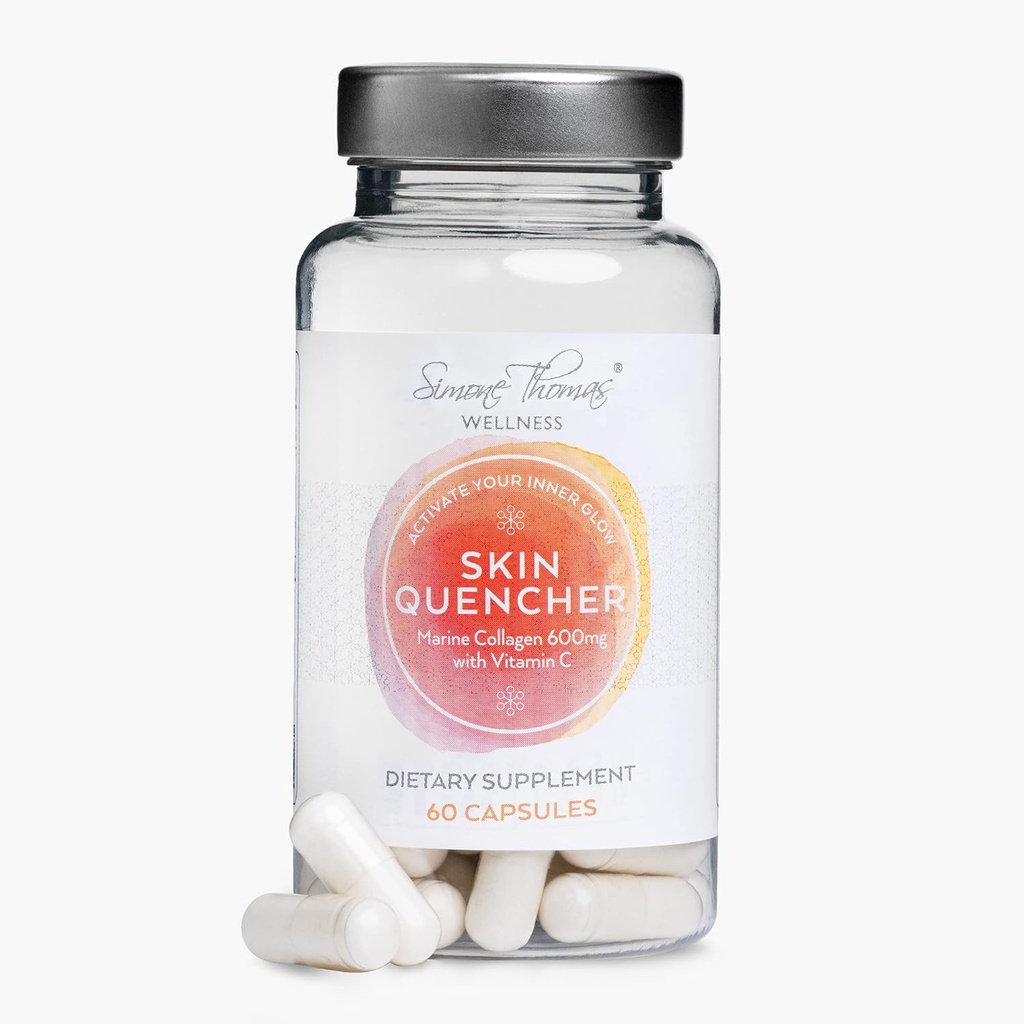 シモーネトーマスウェルネススキンクエンチャーマリンコラーゲン&ビタミンCサプリメント、スキンケアスキンリニュースキン(60カプセル)