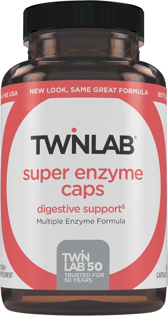 Twinlabスーパー酵素キャップ - 消化酵素と便秘サプリメント - 50カプセル