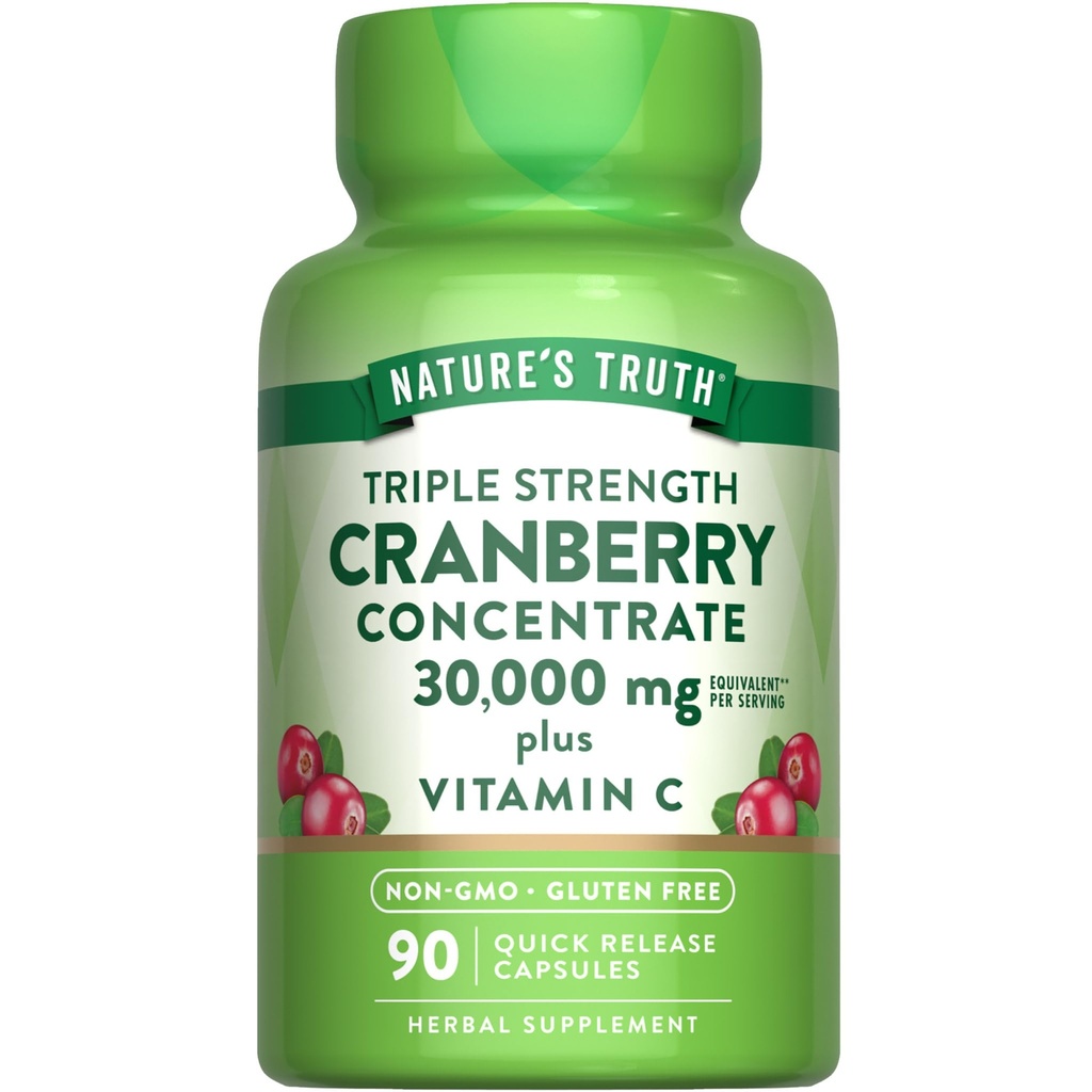 Nature's Truth Cranberry Concentrate Pills 30,000mg | Plus Vitamin C | トリプルフォースサポートカプセル | 非GMO&グルテンフリーサプリメント