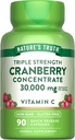 Nature's Truth Cranberry Concentrate Pills 30,000mg | Plus Vitamin C | トリプルフォースサポートカプセル | 非GMO&グルテンフリーサプリメント