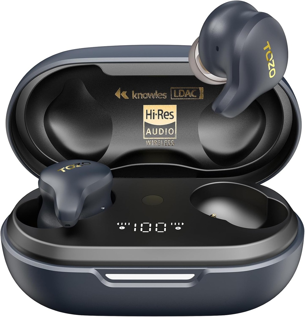 TOZOゴールデンX1ワイヤレスイヤホンバランスの取れた電機子ドライバーとハイブリッドダイナミックドライバー、BluetoothヘッドフォンOrigX Pro、LDAC&ハイレゾオーディオワイヤレス、ノイズキャンセリングヘッドセットギャラクシーブルー/ブラック