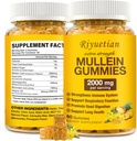 Mullein Gummies、明確な肺のための 2000mg の有機性 Mullein の葉のエキス、ブーストの呼吸器及び消化器、大人の及び子供のための免疫のブースター、アレルギーの友好的、非 GMO、60 のガミー