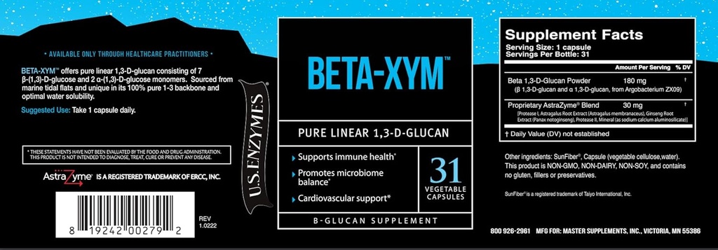 USAEnzymes 米国酵素BETA-XYM 31野菜カプセル。 心の健康、コロンの健康と腸の規則性を31カウントとしてサポート(パッケージ1)