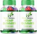 (2 Pack) Herbal Harmony Hemp Gummies - Official Formula - Herbal Harmony Gummies Maximum Performance Hemp Blend Extra Strength, Great Taste 25mg Per Gummy, 1500mg Per Bottle New 2024 (120 Gummies)