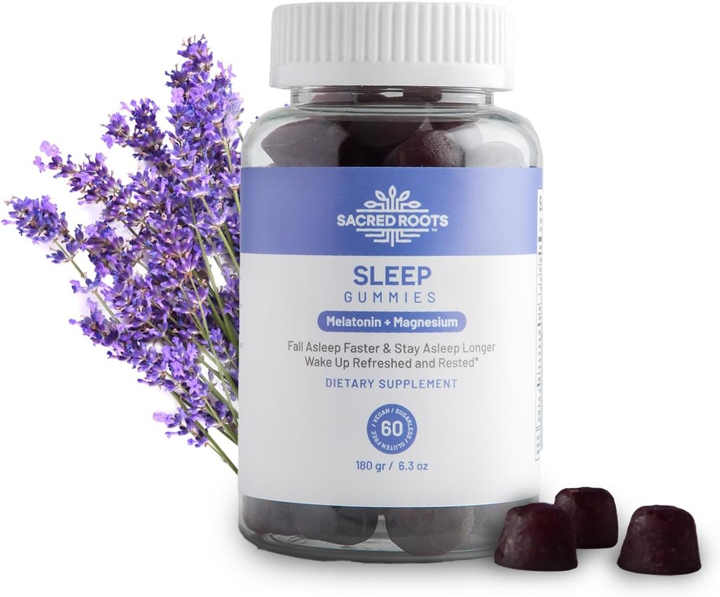 Sleep Gummies - 砂糖無料メラトニンガミーとマグネシウムの睡眠サポート - 天然成分の植物ブレンド - Keto、ビーガン、非GMO&グルテンフリー - 米国製(30人前)