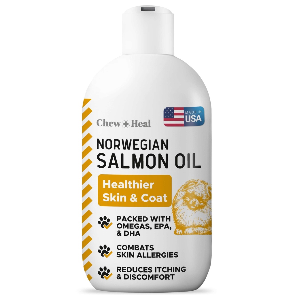 犬のためのサーモンオイル - 皮膚とコートの健康のためのプレミアムフィッシュオイル - Omega 3サプリメント - 乳液 - 8オンス液 - ノルウェー犬サーモンオイル - エッセンシャルドッグサプリメント