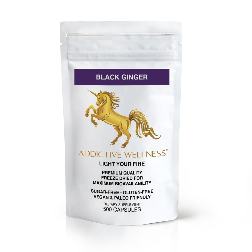 Addictive Wellnessの黒いジンジャーは450mg、Kempferia Parvifloraの補足エネルギー、Metabolism、持久力及び性能、人のためのタイの黒いジンジャー、ビーガン及びペレオ、500の計算をカプセルに入れます