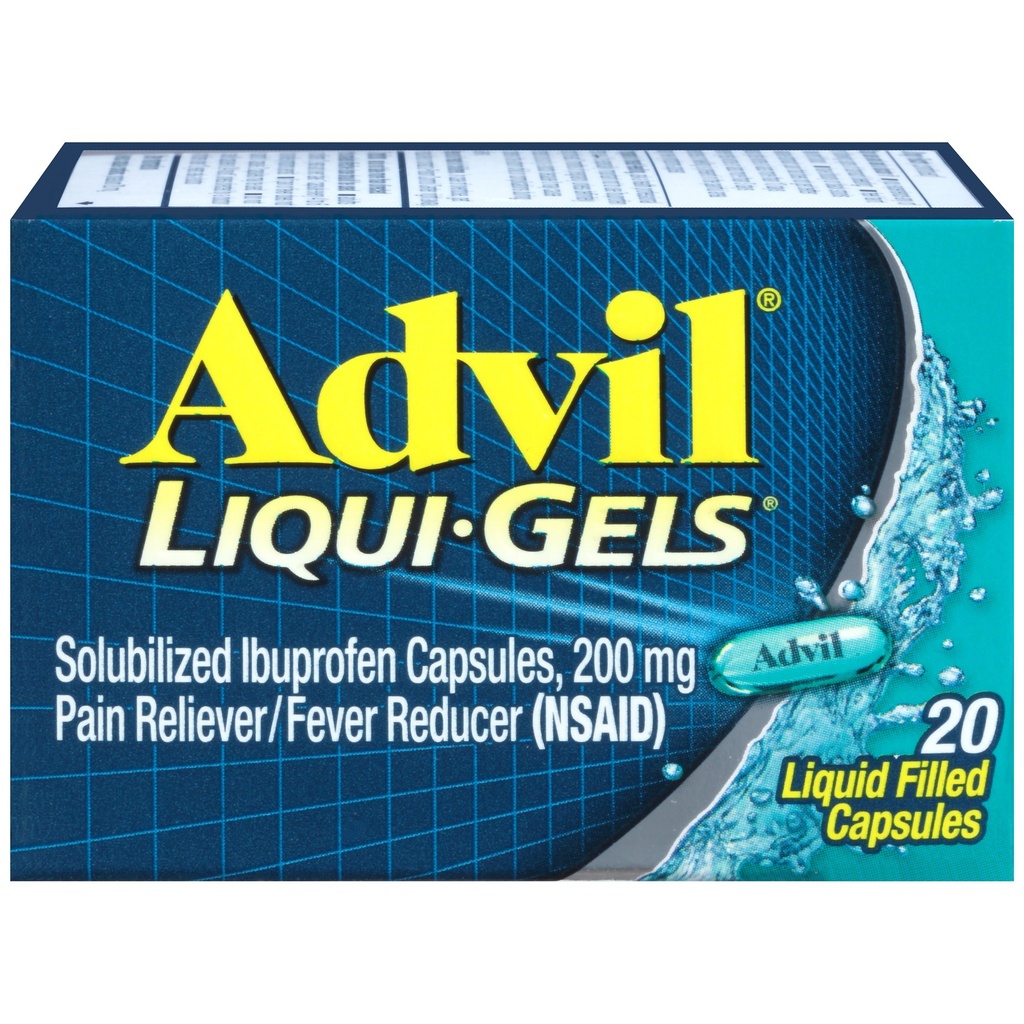 Advil Liqui-Gelsの痛みの回復力とフィーバーの減力剤、頭痛、腰痛、月経痛みおよび関節の痛みの軽減のためのIbuprofen 200mgの大人のための痛みの薬 - 20液体満たされたカプセル