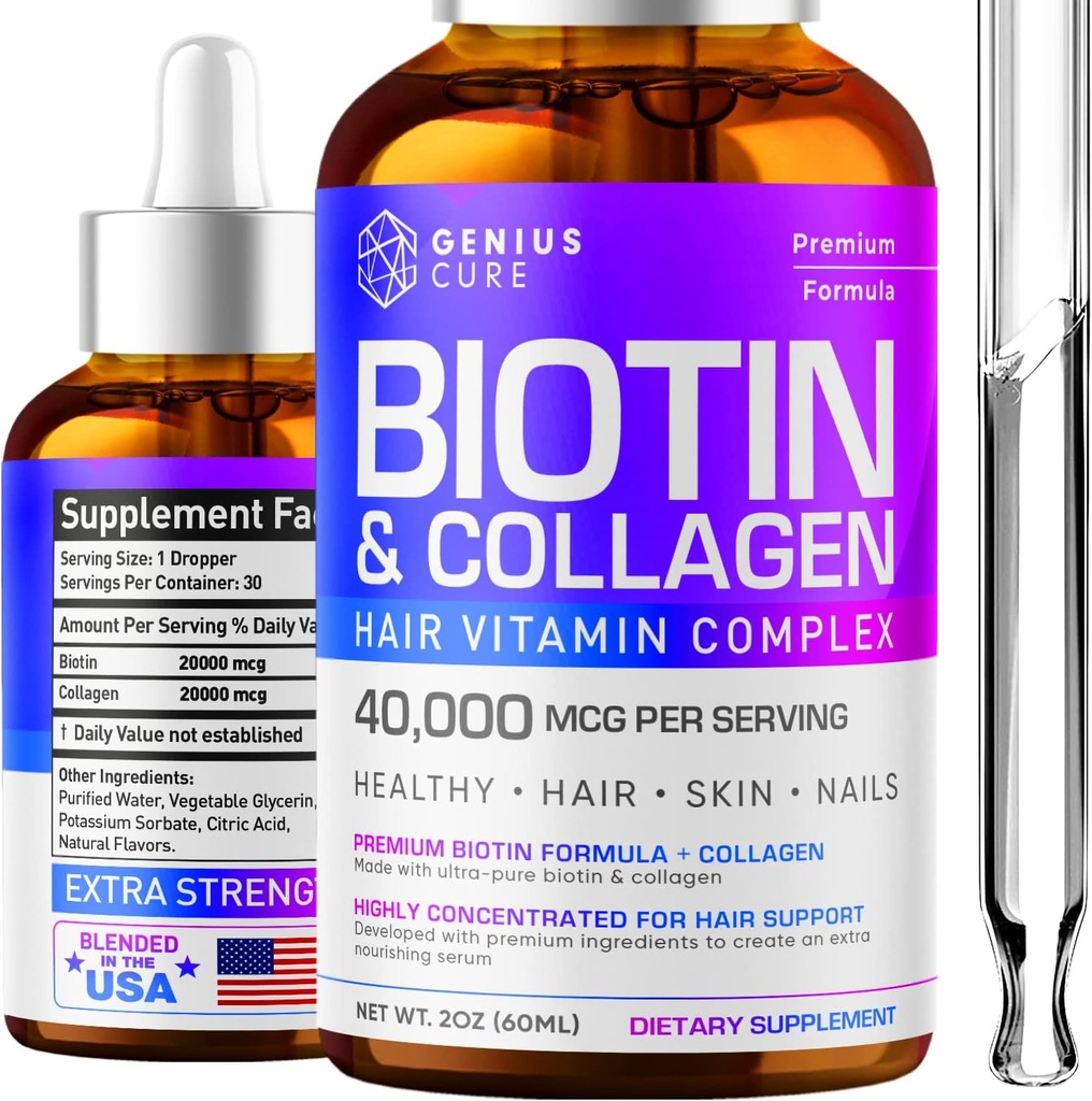 容易な吸収のためのBiotin及びコラーゲンの低下-毛の成長の液体の補足-健康な皮及び釘-Unisex