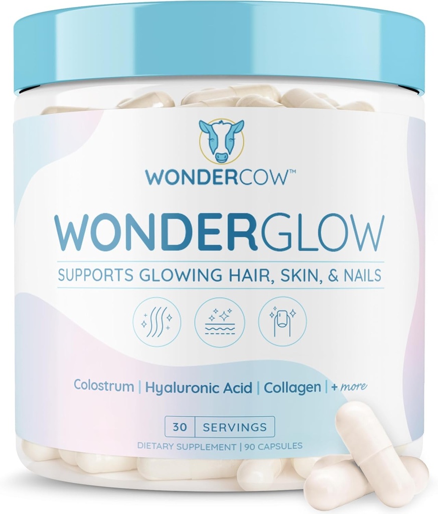WONDERCOW の毛皮および釘のビタミン w/Bovine Colostrum、Collaagen、Hyaluronic の酸、Biotin、亜鉛、及び Lactoferrin┃Supports のより速い毛の成長、より強い釘および輝く皮(30 のサービング、カプセル)