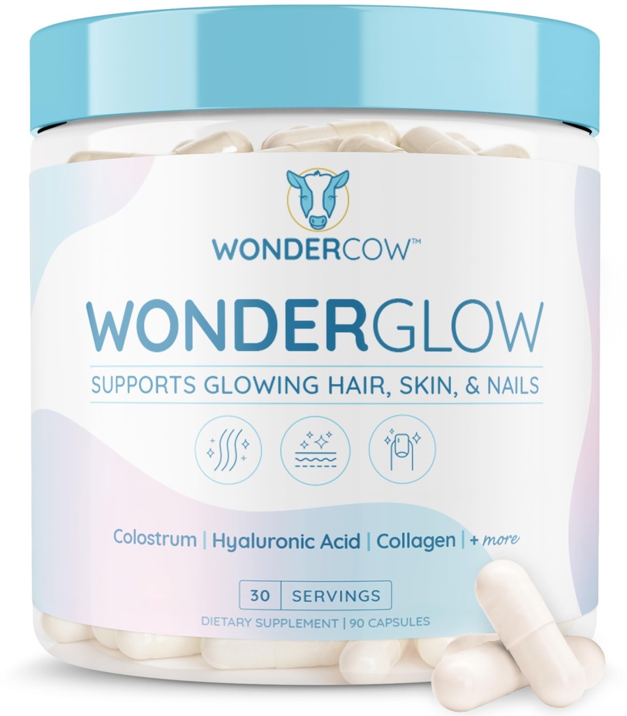 WONDERCOW の毛皮および釘のビタミン w/Bovine Colostrum、Collaagen、Hyaluronic の酸、Biotin、亜鉛、及び Lactoferrin┃Supports のより速い毛の成長、より強い釘および輝く皮(30 のサービング、カプセル)