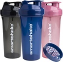Smartshake光沢のある3パックライトプロテインシェーカーボトル 800 ml | 27 oz - Leakproof Screw-on Lid - BPA無料 - 男女兼用 - (ブラック、ディープローズ、ネイビーブルー)