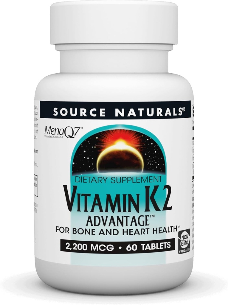 ソースナチュラルビタミンK2利点、骨と心臓の健康*、2200 mcg - 60錠