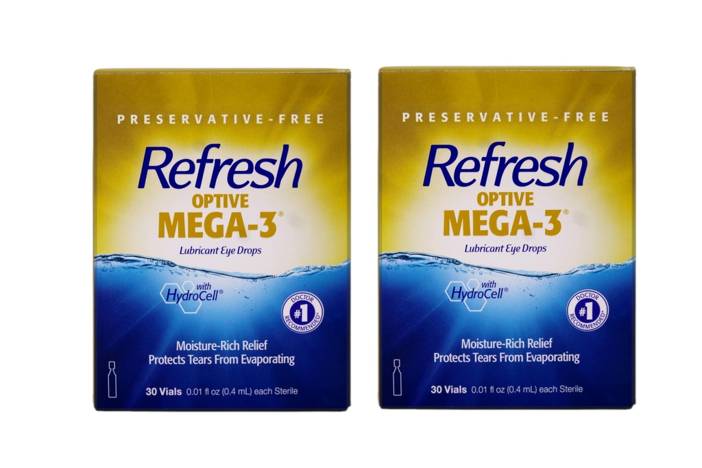 Optive Mega-3 Lubricant の目の低下、30 の単一使用(2 のパック)を新たにして下さい