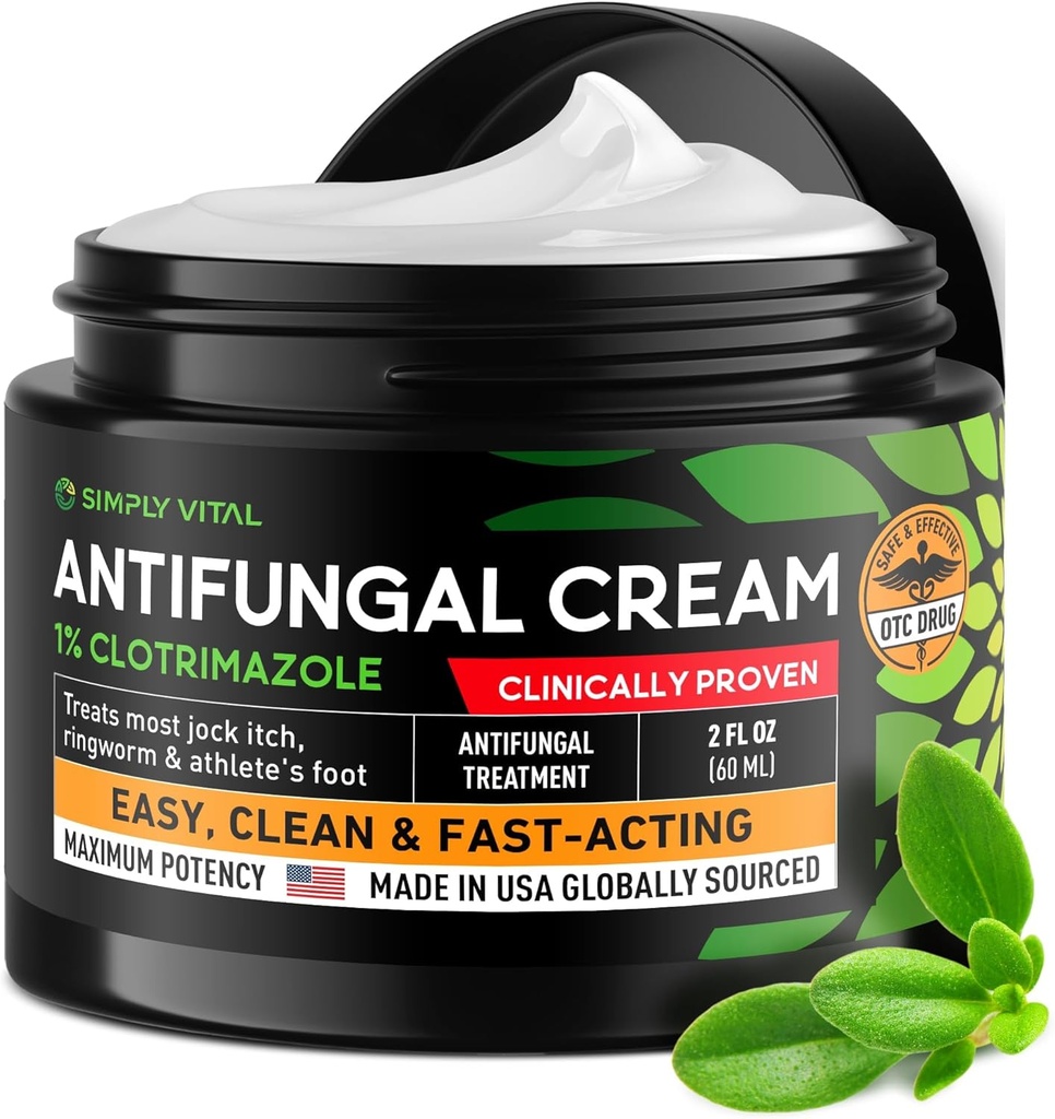 Athleteのフィート、Ringworm及びJock ItchのためのAntifungalのクリーム - Clotrimazole 1%は米国で作りました-余分強さリング ワーム、JockのItchのクリーム、人間の皮の菌類のための反真菌の足の処置- 2つのoz