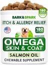 犬と猫のためのオメガ3 - 180魚油は、犬のシーディング、皮膚アレルギー、イッチリリーフ、ホットスポットトリートメント - 関節の健康 - 皮膚とコートサプリメント - EPA&DHA脂肪酸 - サーモンオイル - ベーコン