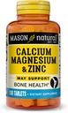 Mason Natural Calcium Magnesium & Zinc, 100,Day Supply, Supports Normal Bone Health & Immune System Booster, 1 Pack