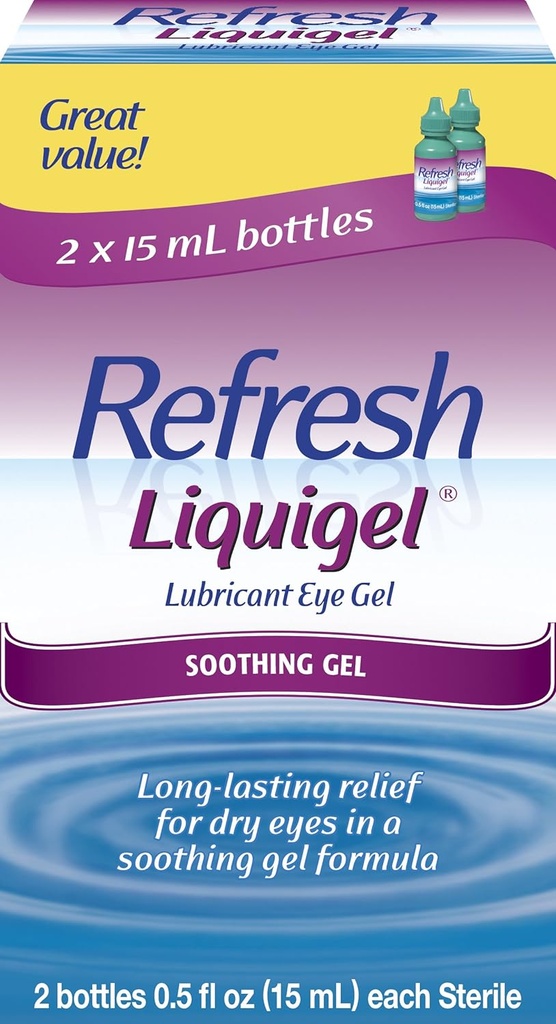 Liquigelの潤滑油の目のゲル、2本のびん0.5 Fl Oz (15mL)の各生殖不能(30mL)を新たにして下さい