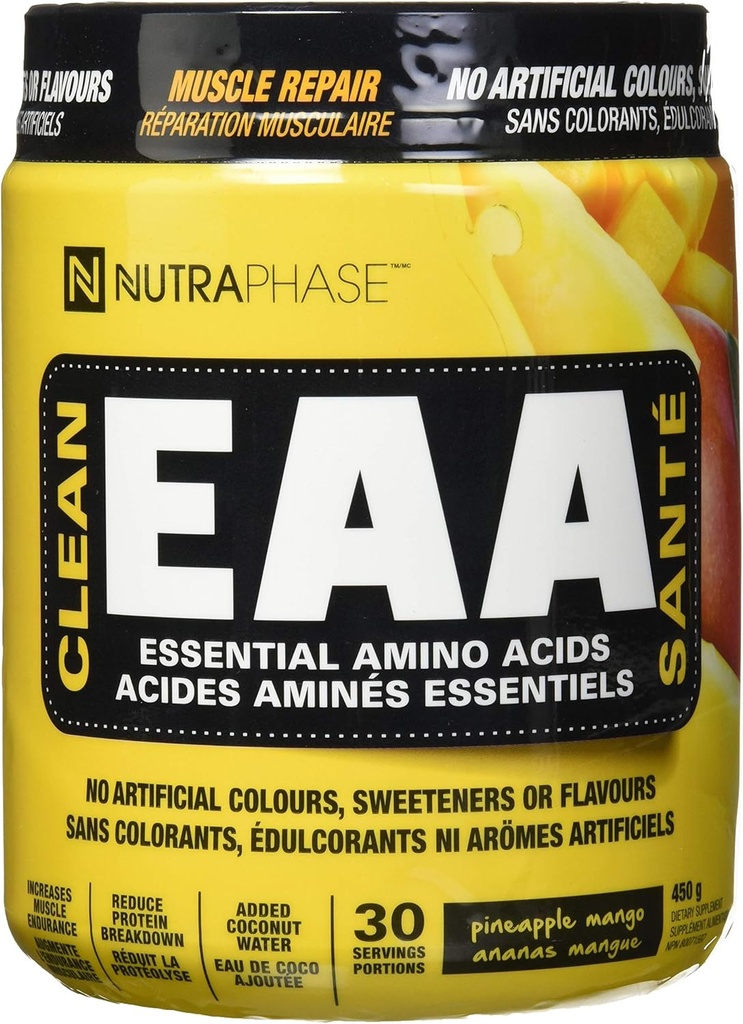 NutraPhase クリーン EAA, すべての自然, ビーガンフレンドリー, グルテンフリー, 驚くべき味, パイナップル マンゴー, 30 サービング, 16 オーアンス