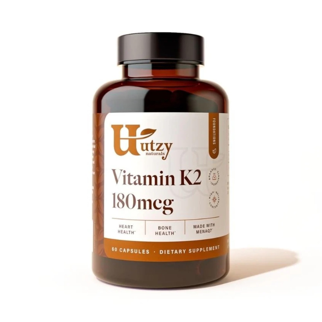 Utzy Naturals Vitamin K2|K2のMenaQ7®フォームの180 mcg | アメリカ製 | 60カプセル