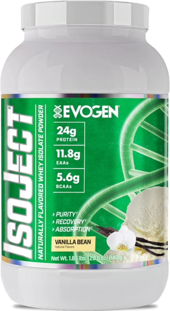 Evogen Isoject Naturals - 乳タンパク質分離剤 | 自然に風味付け、IgnitorTM酵素、BCAA、およびEAAによる超純ウエイプロテインパウダー | 吸収および回復を強化 | バニラビーンズ | 28 サービング