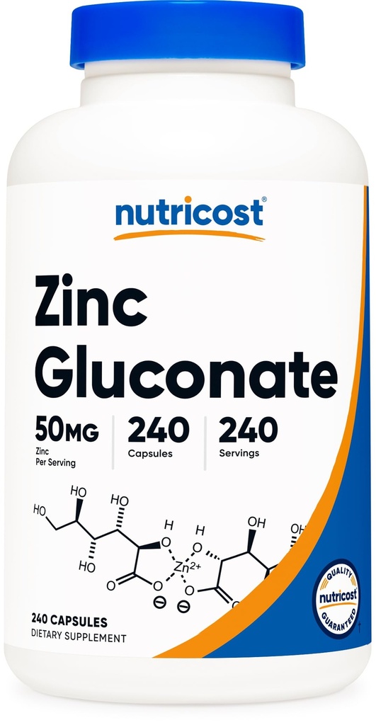 Nutricost亜鉛グルコネート240ベジタリアンカプセル(50mg) - グルテンフリーで非GMO