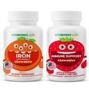 子供の鉄10mg +ビタミンCのChewables + Elderberry +亜鉛+ CのChewablesの束