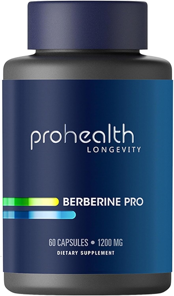 ProHealth Berberine Pro。 若々しい代謝+健康な体組成を促進します。 アルファリポ酸&ブラックペッパーエキス。 1,200 mg/ 2 キャップ サービング, 60 キャップ.