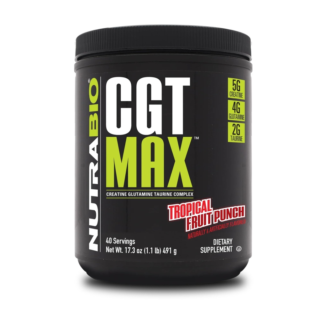 NutraBio CGT-MAX パウダー クレアチン、グルタミン、タウリン 筋肉の回復と強度をサポート - 40 サービング - トロピカルフルーツパンチ...