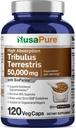 NusaPure Tribulus Terrestris 50:1抽出物、50,000mg相当の1000mg|120 Veggieキャップ|95%ステロイドサポニン|非GMO、バイオペリン