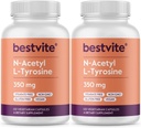 BESTVITE N-Acetyl L-Tyrosine 350mg (NALT) (240カプセル) (120 x 2) - Stearatesなし - 非GMO - グルテンフリー