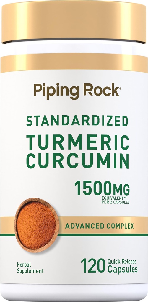 パイピングロックターメリッククルクミンコンプレックス1500mg | 120カプセル | ブラックペッパーエキスとタルトチェリー付き | アドバンストフォーミュラサプリメント | GMO非、グルテンフリー
