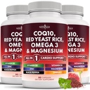 新しいAGE COQ10 200mgの赤いイースト米オメガ3-6-9のマグネシウムの複雑な亜鉛ビタミンK2 D3 - ビタミンB3、Coenzyme Q10-180の計算が付いている女性および人のサポート ビタミン
