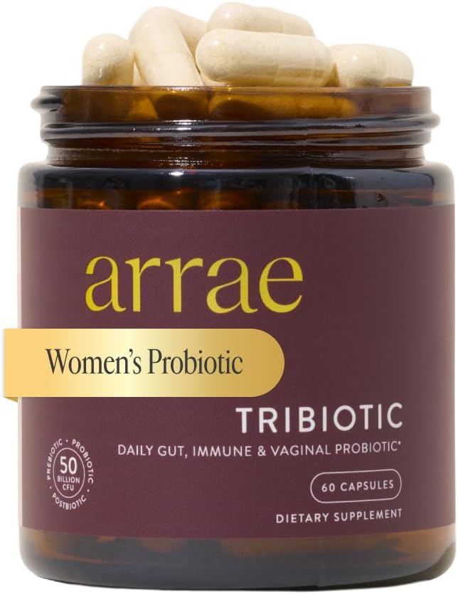 Arrae Tribiotic, 女性のためのプロバイオティクス, 腟pHバランスのサポート, ガット, 免疫, フェミニンヘルス, プレバイオティクス, プロバイオティクス, ポストバイオティクス, 60 カウント